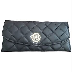 NWT Badgley Mischka Quilted Long Wallet Black